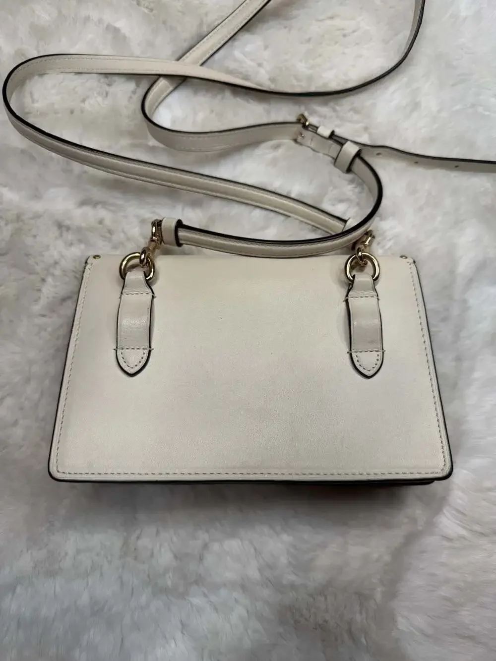 Coach Klare Crossbody Bag in Chalk White Leather with Signature Canvas and Snake